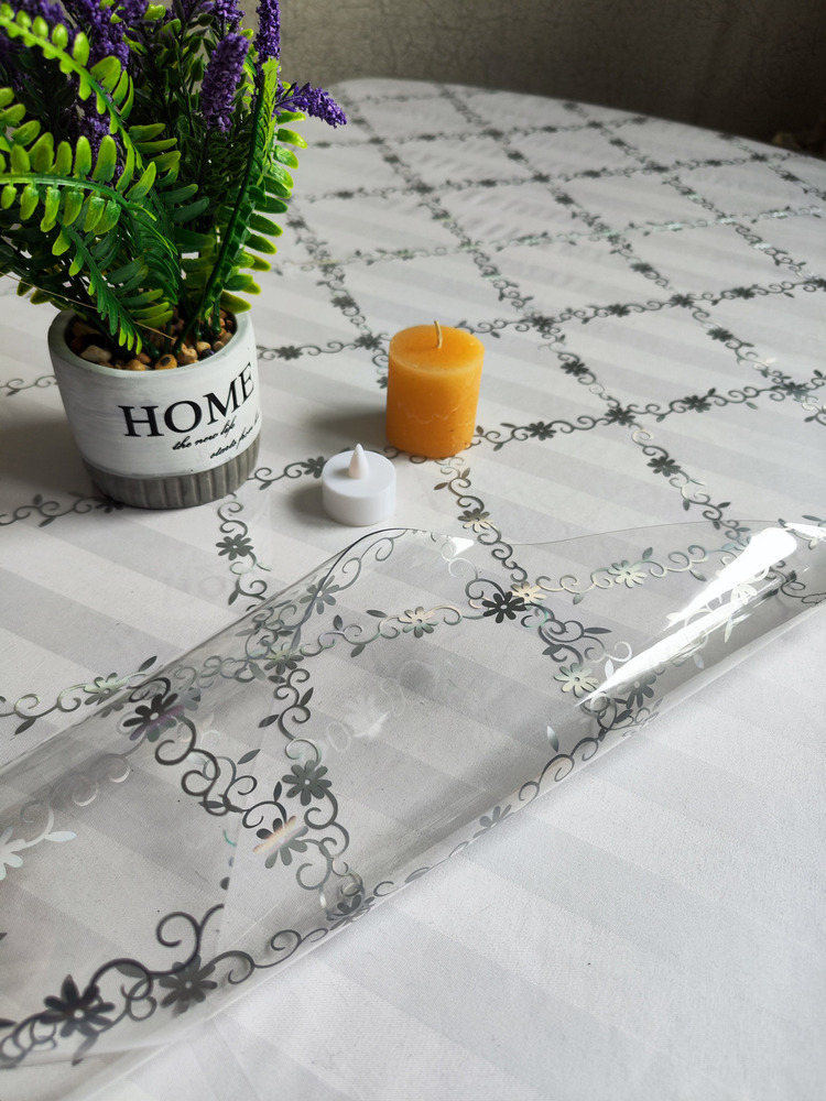 Скатерть с узором серебристые цветения 60x200см