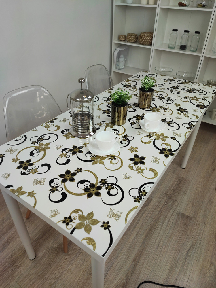 Скатерть с узором коралловый мрамор 60x120см
