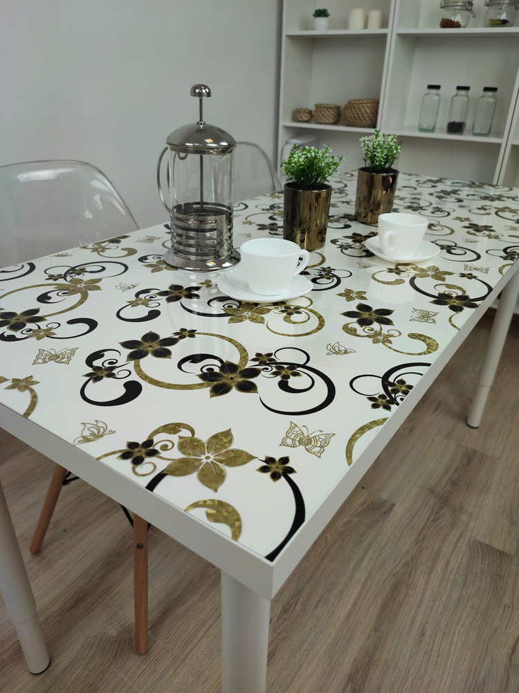 Скатерть с узором коралловый мрамор 60x120см